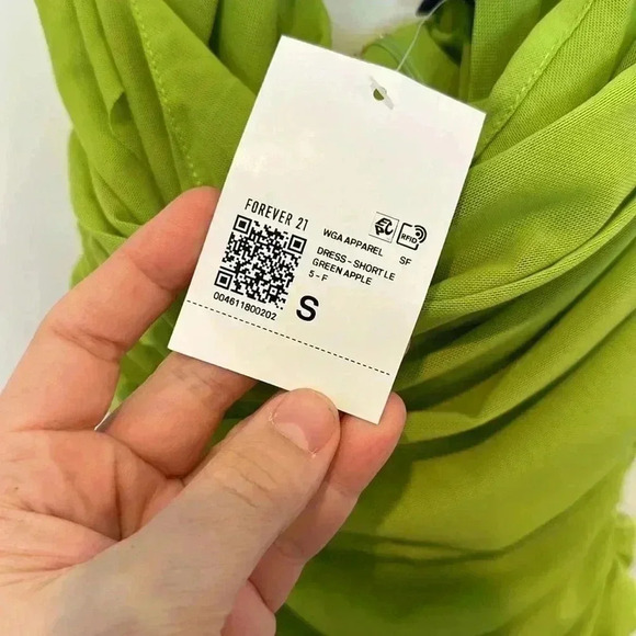 NWT Forever 21 Crisscross Halter Ruched Bodycon Mini Dress Lime Green Apple Sz S - Picture 9 of 13